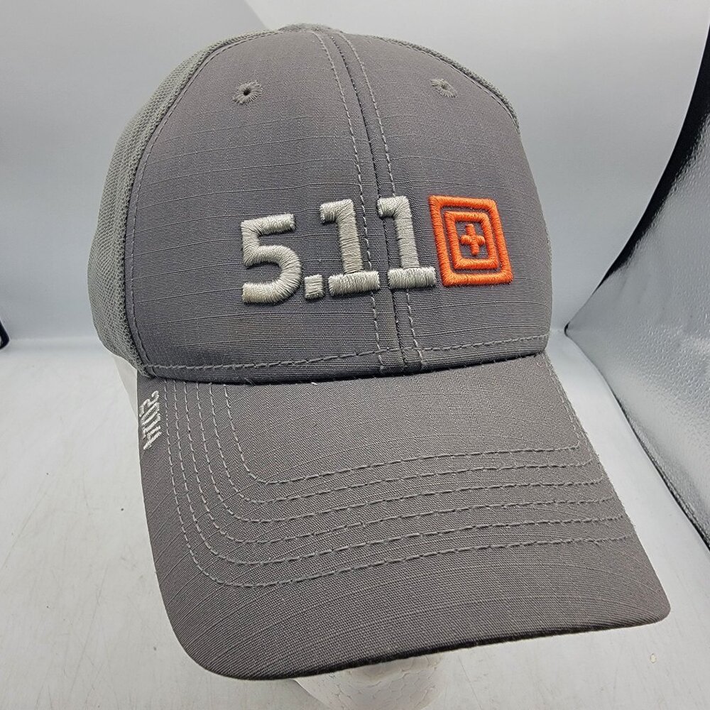 5.11 Tactical Gray Adjustable Cap With Orange Logo Embroidery Casual Outdoors